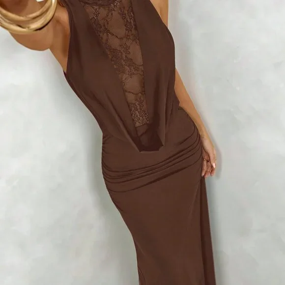 Brown Sexy Women's Lace Plunging Neck Bodycon Dress, Lace Dress is  available for purchase on au PAY Market - Imported Goods Online Store  Co.Ltd. | au PAY Market - Online Shopping Site